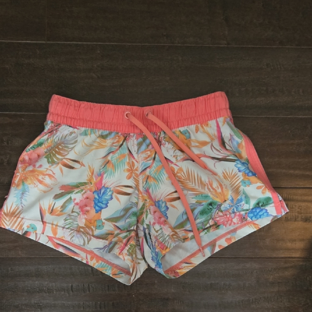 Salt Life Tropical Floral Shorts with Coral and Blue
